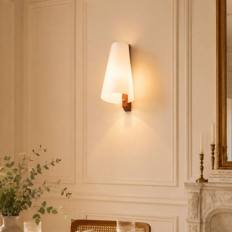 Weiße Wandleuchte Holz mit warmer und gemütlicher Atmosphäre - Dolzo (1/5)
