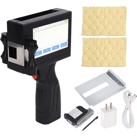 Imprimante portable mini étiquette avec code QR, logo, numéro de lot et date de production, prise US 110-240V, outil de marquage manuel pour bureau et atelier (1/5)