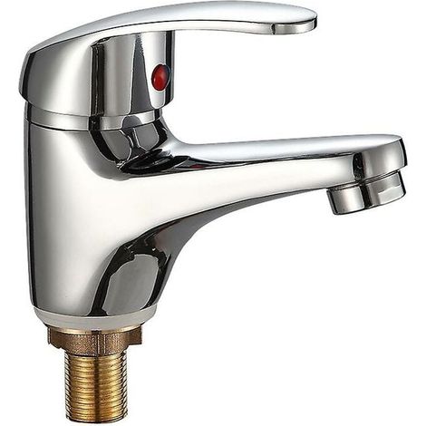 Grifo de agua fría, monomando, grifo de baño de un solo orificio, mezclador de lavabo a mano (1/5)
