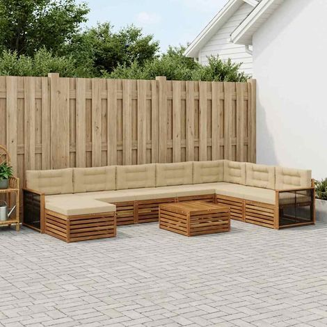 vidaXL Outdoor-Sofagarnitur 9 pcs Natur und Beige Massivholz Akazie (1/5)