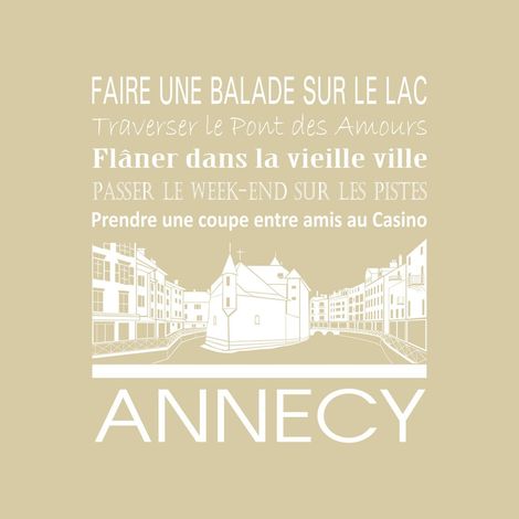 Tableau sur toile Annecy beige 30x30 cm - Impression sur Toile Murale Décorative - Image imprimée en HD sur Toile - Toile sur Châssis en Bois FSC - Fabriqué en France