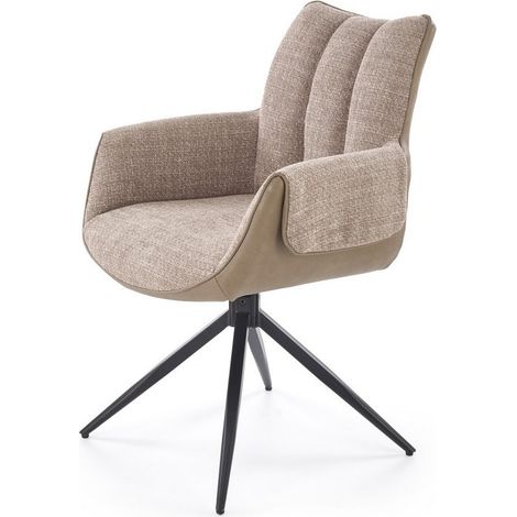 Chaise design pivotante, éco-cuir et tissu marron LUDMILA (1/5)