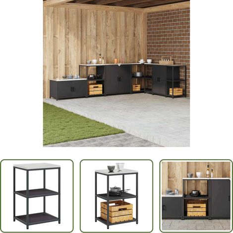 Stauraum - Küchenaufbewahrung mit Regal Schwarz 60 x 50 x 92 cm Stahl (1/5)