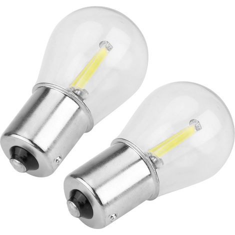 Paire de 1156 verre stroboscopique COB LED clignotant de voiture feu arrière ampoule de frein arrière blanc (1/5)