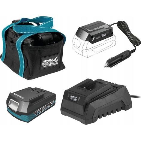 Dedra Kit d'outils batterie 2Ah noir avec sacoche polyester (1/3)