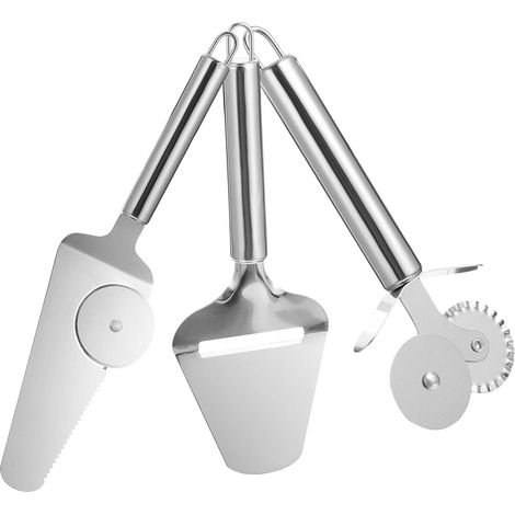 Coupe-pizza avec spatule crantée, couteau de pâtisserie et de boulangerie, ustensile de cuisine en acier inoxydable, 2 en 1 (1/4)