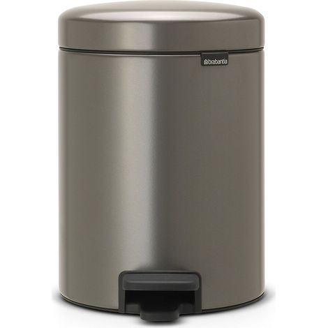 Brabantia Pedal Bin Newicon Pattumiera a Pedale, Secchio Interno in Plastica, Platinum, 5 lt (1/5)