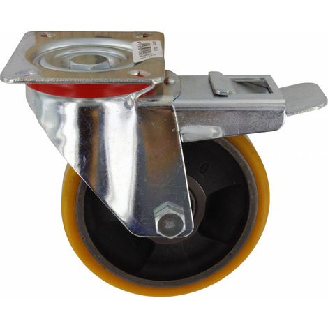 Ruota girevole per carrelli con supporto in acciaio e freno Ø125x25 mm