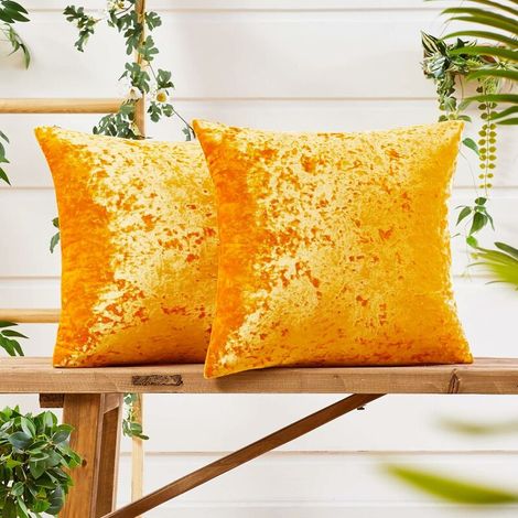 Set of 2 Soft and Resistant Cushion Covers, Yellow, for Bedroom Living Room, 50x50CM (1/4)