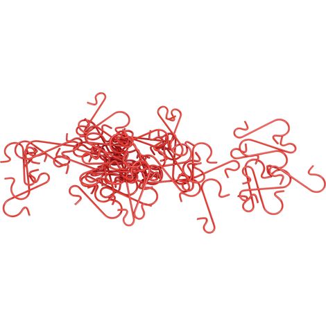 Lot de 50 crochets S en forme originale, 3 teintes, grande quantité, résistants à l'usure, polyvalents pour décoration et bricolage, rouges (1/5)