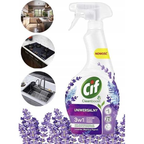 CIF Cleanboost Spray detergente universale 3 in 1 Lavanda e felce blu 500 ml