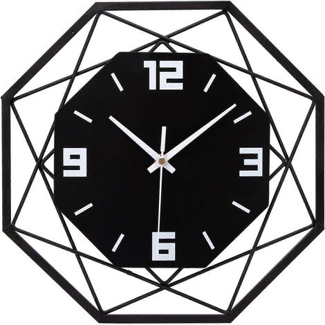 Horloge murale en bois et métal, horloge murale silencieuse de 30 cm, grande horloge murale en bois (1/4)