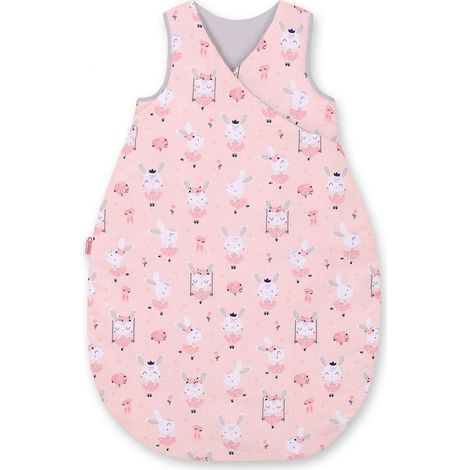Saco de dormir de algodón para niños de 3 a 12 meses, talla M, TOG 2.5, aislante para todo el año - conejitos bailarines rosas (1/3)