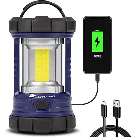 Campinglaterne, superhelle Campingbeleuchtung, 4400 mAh Powerbank & wiederaufladbare LED-Laterne, 5 Lichtmodi Laternen-Taschenlampe für Stromausfälle/Hurrikan/Notfälle (Marineblau)