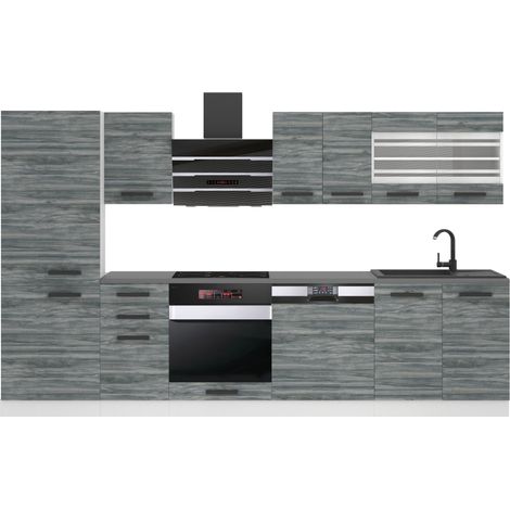Belini Cuisine Equipee Complete Cindy Muebles de Cuisine Complets - 300 cm. Cuisine Complete sans Plan de Travail, chêne Glamour (1/4)