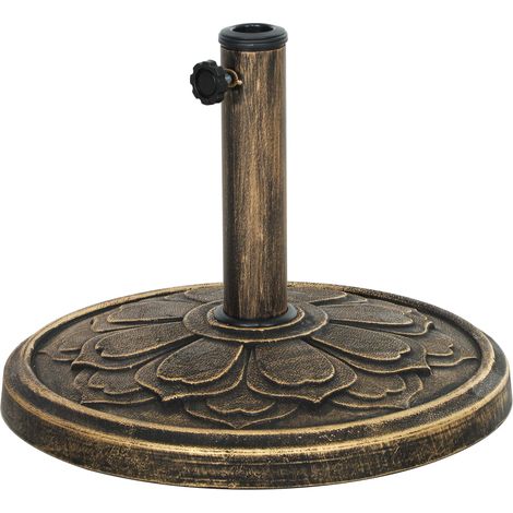 Base per Ombrellone da 12 kg con Manovella Integrata, in Resina, Metallo e Cemento, Ø46x33 cm, Bronzo
