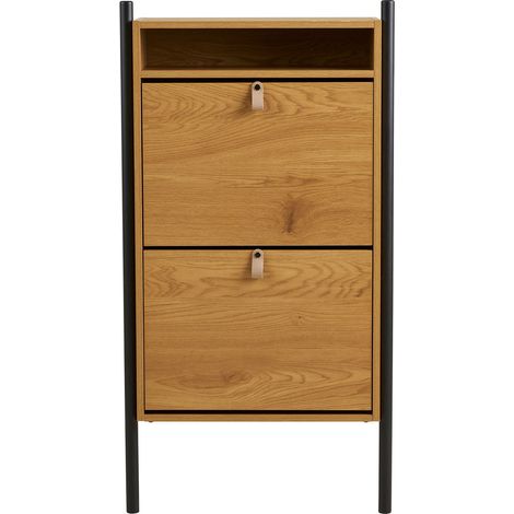 Scarpiera Barco in effetto rovere con struttura in acciaio 62x26x118 cm