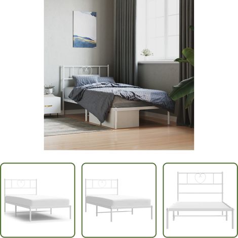 Metallbett - Bettgestell mit Kopfteil Metall Weiß 80x200 cm (1/5)
