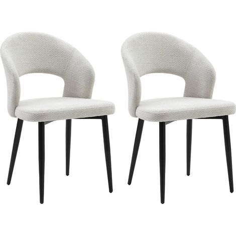 Lot de 2 chaises en tissu et métal noir - Gris - NIYAMA (1/5)