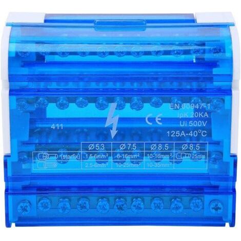 Boîte de Distribution de Rail Din 125A/500V, 411 Boîte, 4 IN 40 OUT, Répartiteur Étagé Tétrapolaire, Boîte de Jonction à 4 Niveaux pour Génie Électrique