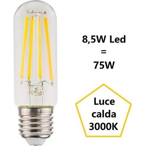 LAMPADINA TUBOLARE A LED 8,5W LUCE CALDA 3000K 1055 LUMEN E27 BOT LIGHTING