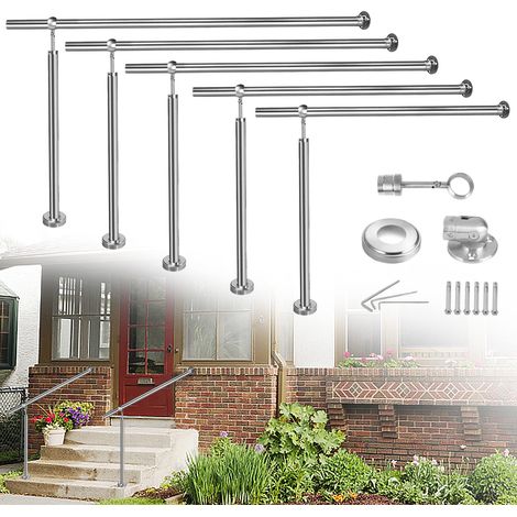 Handlauf Edelstahl 120x90cm Treppengeländer Außen-Innen Eingangsgeländer für Treppen Wand Geländer 180° Einstellbar Wandhandlauf mit Montagematerial NAIZY (1/5)