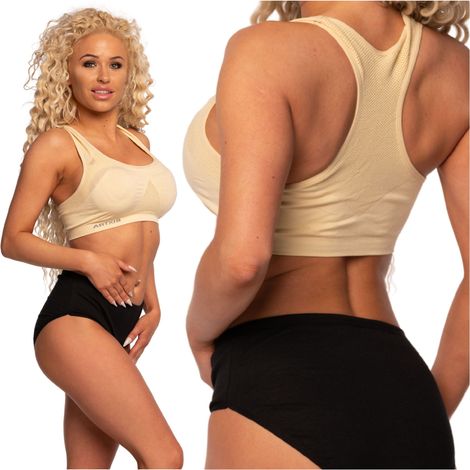 Soutien-gorge de sport beige pour femme, tailles XL/2XL (1/3)
