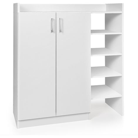 Zapatero con estantes ajustables y 2 puertas, blanco