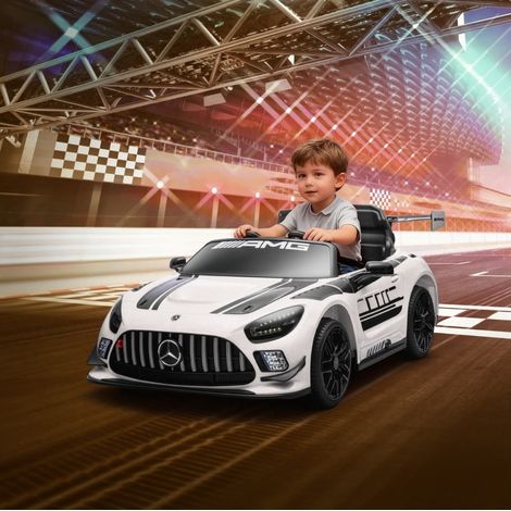 Voiture électrique enfant Mercedes AMG 12V 115x66x44 cm plastique blanc, moderne FLORAGRACE (1/5)