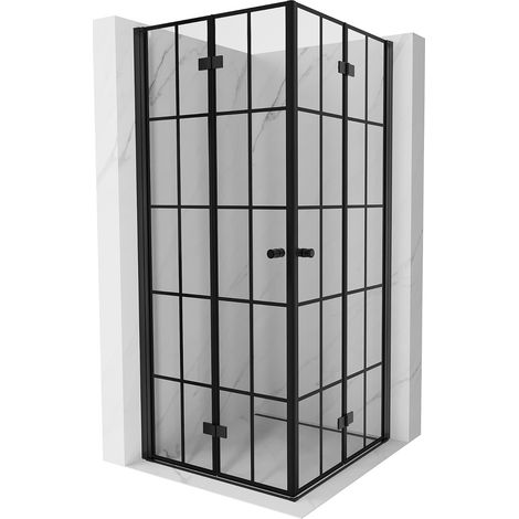 Mexen Mist-F Duo Duschkabine faltbar 85 x 85 cm, schwarzes Gitter, schwarz - 8A6-085L-085P-70-77 (1/5)