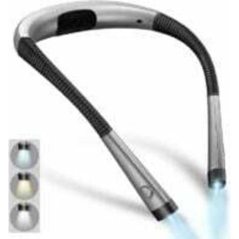 Lámpara de lectura recargable para el cuello, ideal para usar en la cama, con 3 colores, 6 niveles de brillo, brazos plegables y batería de larga duración. Perfecta para leer, tejer y reparar. (1/5)