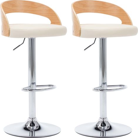 Maison Exclusive - Sgabelli da Bar 2 pz Crema in Similpelle e Legno Curvato
