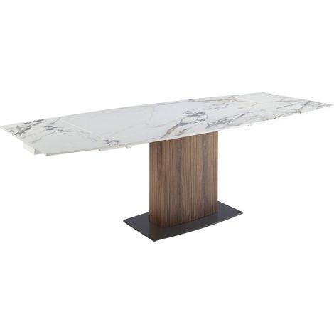 Table extensible ovale blanc marbré Angel Cerda - Marbre blanc veiné de gris et marron (1/5)