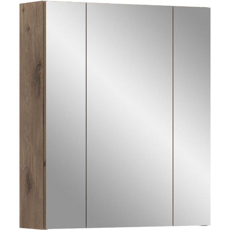 Ice armoir de salle de bain avec miroir noir mat, chêne décor. (1/5)