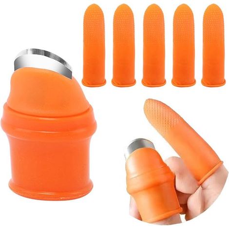 Protège-doigt pour couper - pour couper des fruits et légumes, tailler des plantes en pot (1 pouce 5 protège-doigts en silicone) - 6 pièces (1/5)