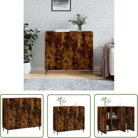 Buffet Meuble de rangement Armoire de cuisine chêne fumé 90x34x80 cm bois d'ingénierie 41377 (1/5)