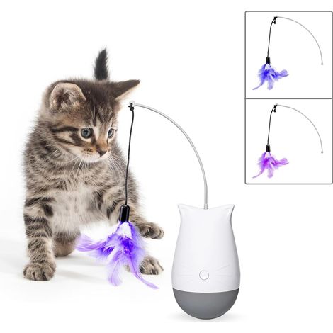 Jouets interactifs pour chat, jouet oscillant pour chat avec 2 modes, jouets en plumes pour chat avec batterie, jouets automatiques pour chaton d'intérieur (1/4)