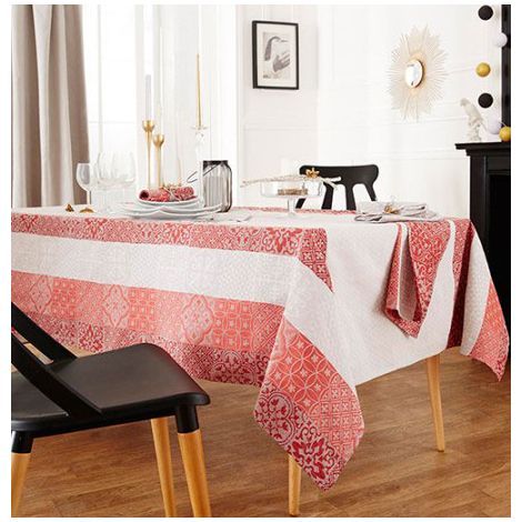 Nappe Rectangulaire Enduite "Mosaïque" Rouge 150x250 cm