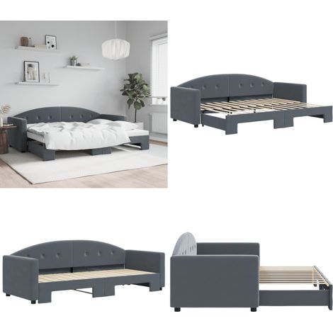 vidaXL Tagesbett Ausziehbar Dunkelgrau 80x200 cm Samt (1/5)