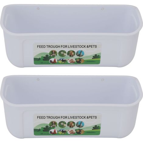 Lot de 2 mangeoires suspendues en plastique blanc pour volaille et bétail poules oies moutons cerfs chiens (1/5)