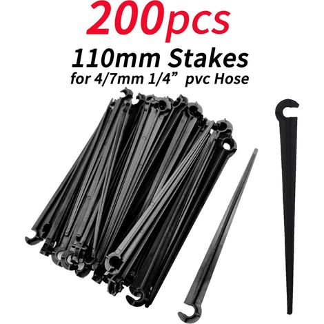 (A-110MM-200PCS) Supports de tige fixes à crochet en C de 1/4'' pour tuyau de 4/7 mm, pots de fleurs, système d'irrigation goutte à goutte, serres et serres. (1/4)