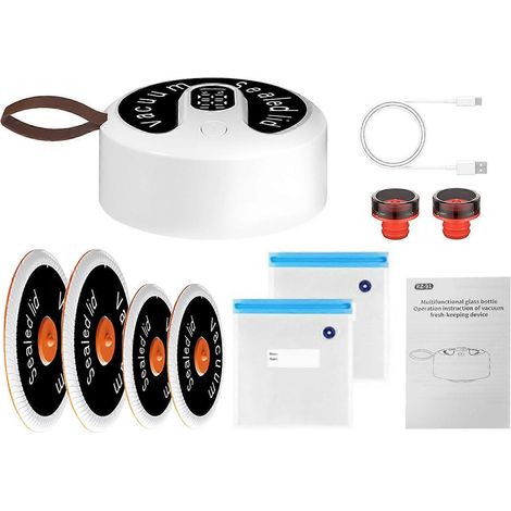 3-in-1-Elektro-Vakuumiergerät für Einmachgläser mit LED-Digitalanzeige, wiederverwendbaren 4 Weithalsdeckeln und 2 Filtern