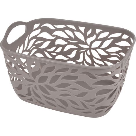 Paniere corbeille motif vegetal taupe