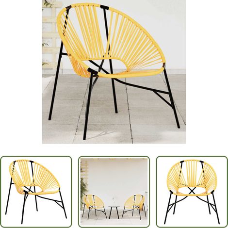 Ei-Form - Gartenstuhl in Ei-Form Schwarz und Gelb Poly Rattan (1/5)