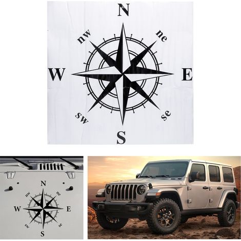 Autocollants de boussole pour voiture, autocollants de capot, autocollants de carrosserie et autocollants adaptés aux Jeep F150 Wrangler Rubicon JK CJ TJ YJ (1/5)