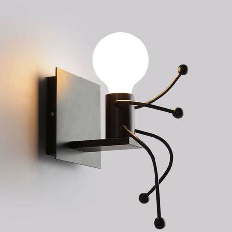Applique murale, E27 Creative Appliques murales Petit homme de fer Lampe Applique Murale Moderne,Sans ampoule (1/5)