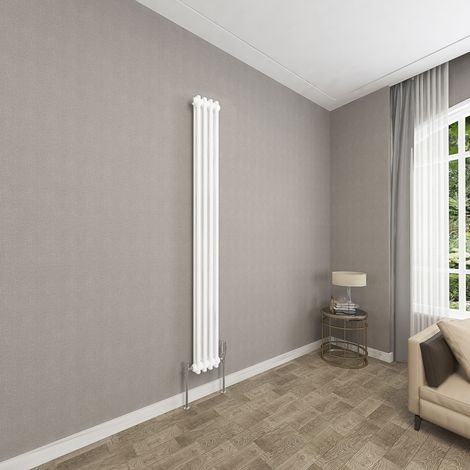 SKY Bathroom 2 Column White 1800x200mm Traditional Cast Iron Style Radiator (1/5)