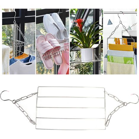 Multifunktionaler Geschirrabtropfer aus Edelstahl für Balkone, geeignet zur Aufbewahrung von Socken, Hosen, Kleidung, Schuhen und Socken. (1/5)