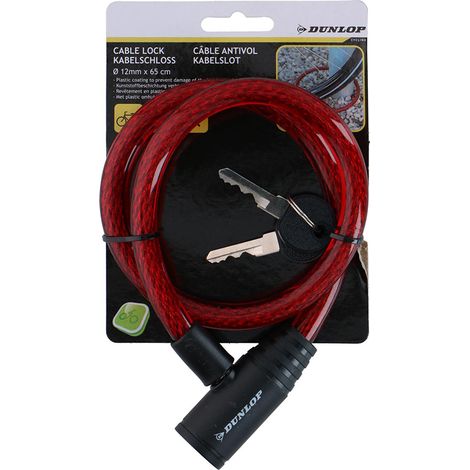 Dunlop - Spiral-Fahrradschloss mit Schlüssel 65 cm (rot) (1/3)