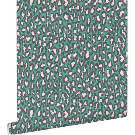 papier peint peau de léopard turquoise - ESTAhome (1/5)